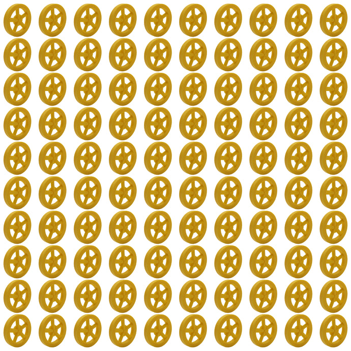 100 Pack Yellow 35mm Front Wheels with Spokes for Co2 Dragsters