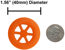 Load image into Gallery viewer, 100 Pack Orange 40mm Rear Wheels with Spokes for Co2 Dragsters

