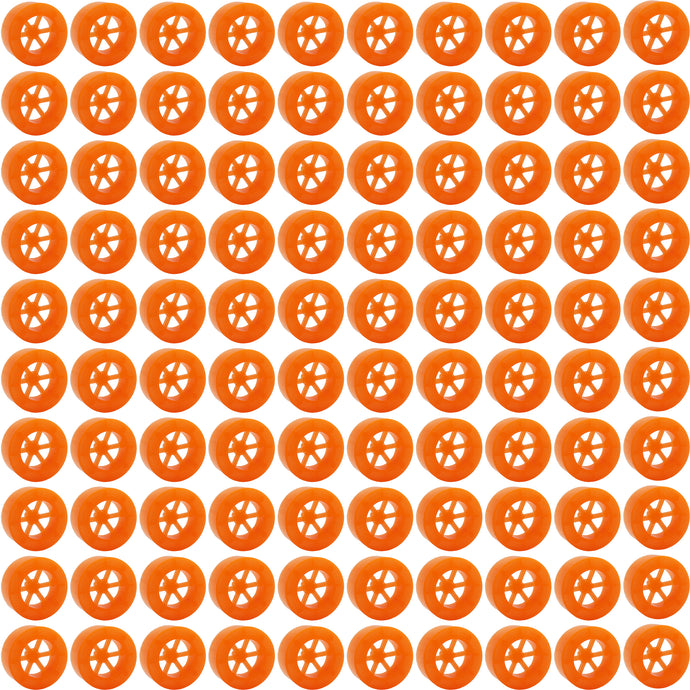 100 Pack Orange 40mm Rear Wheels with Spokes for Co2 Dragsters