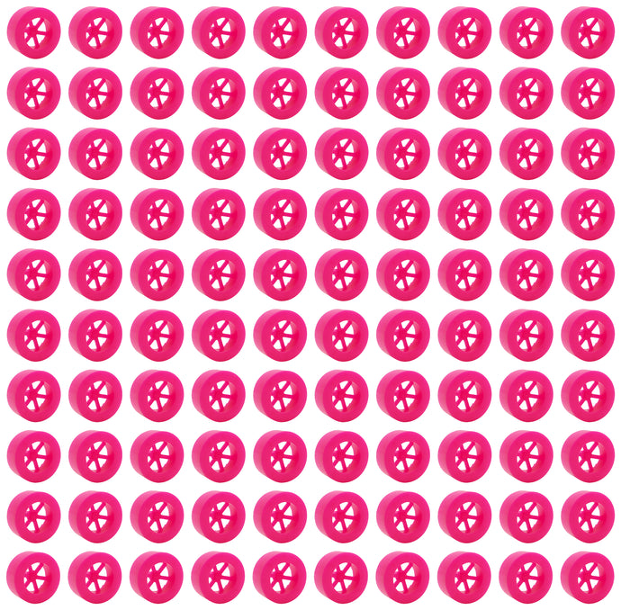 100 Pack Pink 40mm Rear Wheels with Spokes for Co2 Dragsters