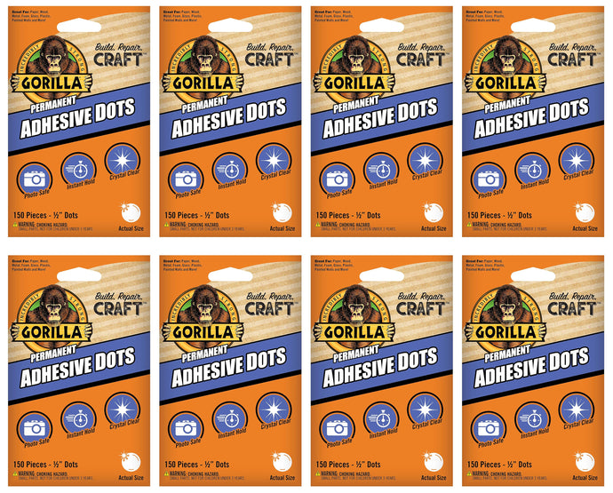 Gorilla 1,200 Count Permanent Adhesive Dots, Double-Sided, 0.5