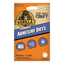 Load image into Gallery viewer, Gorilla 150 Count Permanent Adhesive Dots, Double-Sided, 0.5&quot; Diameter, Clear
