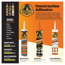 Load image into Gallery viewer, Gorilla 12 Pack 9 Ounce Cartridges Heavy Duty Ultimate Construction Adhesive, White

