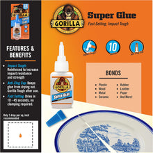 Load image into Gallery viewer, Gorilla 15 Gram Tube Super Glue, Dries in 10-45 seconds
