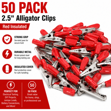 Load image into Gallery viewer, Red Alligator Clip Screw Type with Insulated Handle, 2.5" Long
50 Pack
