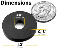 Load image into Gallery viewer, Round Magnet with Center Hole - 1.2&quot; Diameter, 0.18&quot; Thick, 0.37&quot; Hole

