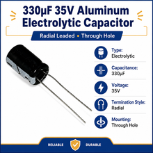 Load image into Gallery viewer, Electrolytic Radial Lead Capacitor 35V 330µF

