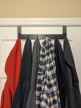 Load image into Gallery viewer, 6 Hook Over-the-Door Hanger, Matte Black Color, Sleek Design, 16-Inch Length with 2-Inch Hooks
