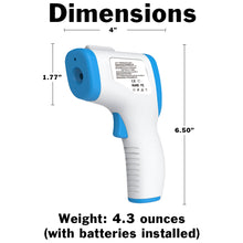 Load image into Gallery viewer, Contactless Digital Forehead Thermometer, Fast 1 Second Readings for Body or Object Temperature, Backlit Display, Fever Alarm &amp; Color, Memory Recall

