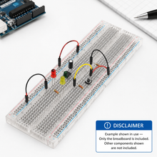 Load image into Gallery viewer, Economy Solderless Clear Plug-In Breadboard 830 Tie Points, 6.5" x 2.1" - ROHS Compliant
