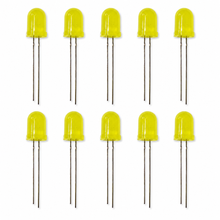 Load image into Gallery viewer, 10mm Jumbo Round Yellow Diffused LED, 2-Pin Through-Hole, 1.8–2.2V 20mA - 10 Pack
