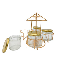 Load image into Gallery viewer, Gold Plating revolving Dry fruit jars, 4 Jars 330ml Each
