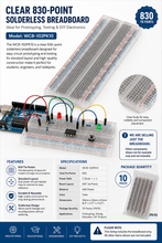 Load image into Gallery viewer, Economy Solderless Clear Plug-In Breadboard 830 Tie Points, 6.5" x 2.1" , RoHS Compliant - Pack of 10

