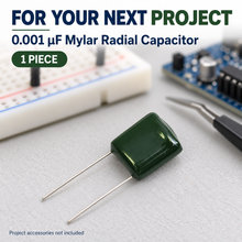 Load image into Gallery viewer, Mylar Radial Capacitor 10% 100 Volt 0.001 µF
