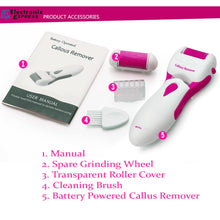 Load image into Gallery viewer, Portable Electric Callus Remover - Dead, Cracked, Dry Skin Shaver - Battery Operated - Water Resistant - Includes 2 rollers (coarse and extra-coarse)

