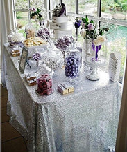 Load image into Gallery viewer, Silver 60&quot; x 102&quot; Sequin Rectangular Tablecloth
