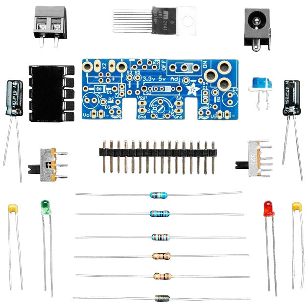 Adafruit Adjustable Breadboard Power Supply Kit SciencePurchase