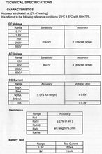 Load image into Gallery viewer, Analog Multimeter, 20-range AC/DC general purpose, 7 functions
