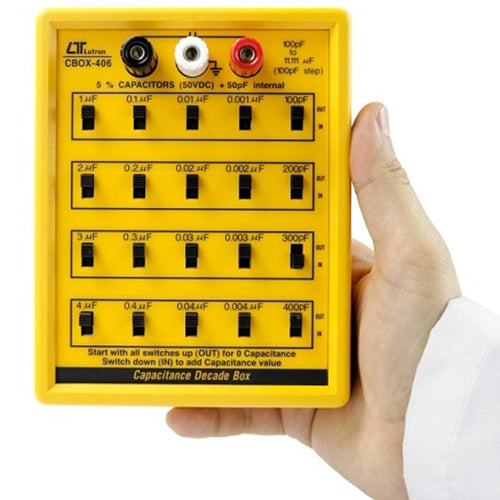 Capacitance Decade Box, Five Decades, 100 pF to 11uF (100 pF per step, 5% caps, 50V)