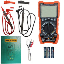Load image into Gallery viewer, 6000 Counts Backlit Manual &amp; Auto Ranging True-RMS Digital Multimeter, Voltage, Current, Resistance, Capacitance, Continuity, Freq., Temperature, NCV

