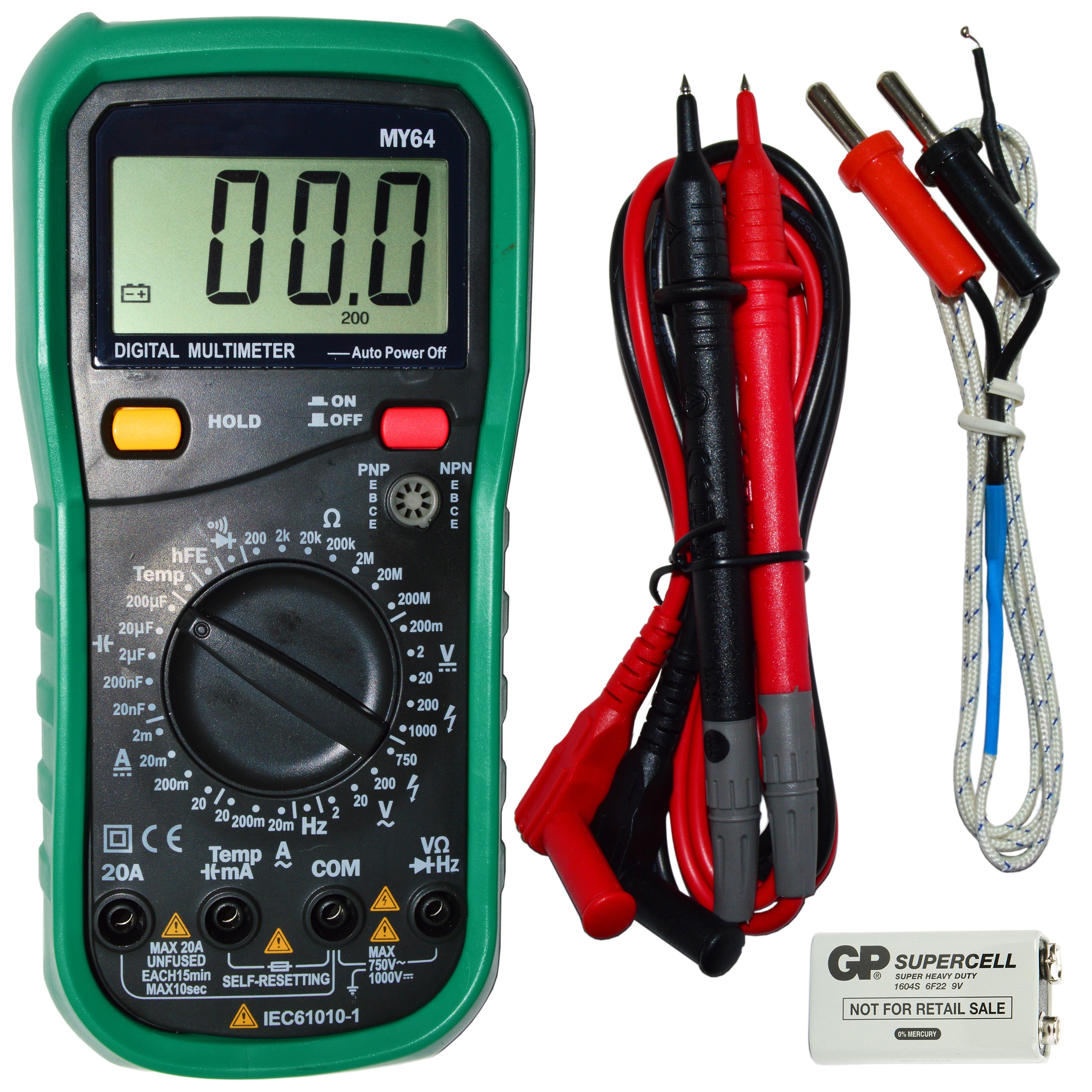 Digital Multimeter Ranges Digital Multimeter 32 Ranges, 3 1/2 Digit, with Temperature, Capacitan ...