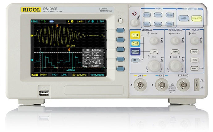 Rigol DS1052E 50MHz Digital Oscope with 2 Channels, USB Storage Access, 1 GSa/sec sampling