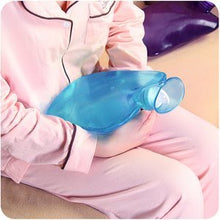 Load image into Gallery viewer, Hot Water Bottle with Knit Cover - Easy to Fill - 2 Liter (~1/2 Gallon) Capacity
