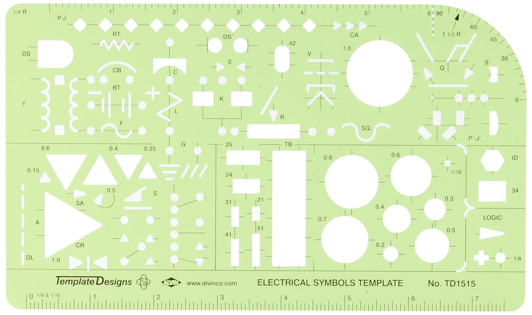 ALVIN TD1515 Electric/Electronic Template, Design Tool for Students and Professionals Alike Size: 5.25