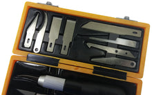 Load image into Gallery viewer, 13 Piece Hobby Art Knife Set with Storage Case, Includes 2 Handles, 10 Blades, and Tweezers - Modeling and Drafting Tools
