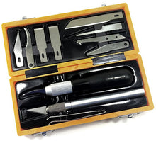 Load image into Gallery viewer, 13 Piece Hobby Art Knife Set with Storage Case, Includes 2 Handles, 10 Blades, and Tweezers - Modeling and Drafting Tools
