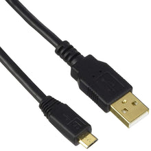 Load image into Gallery viewer, USB-A to Micro B 2.0 Cable - 5-Pin, 28/24AWG, Gold Plated, Black, 1.5ft
