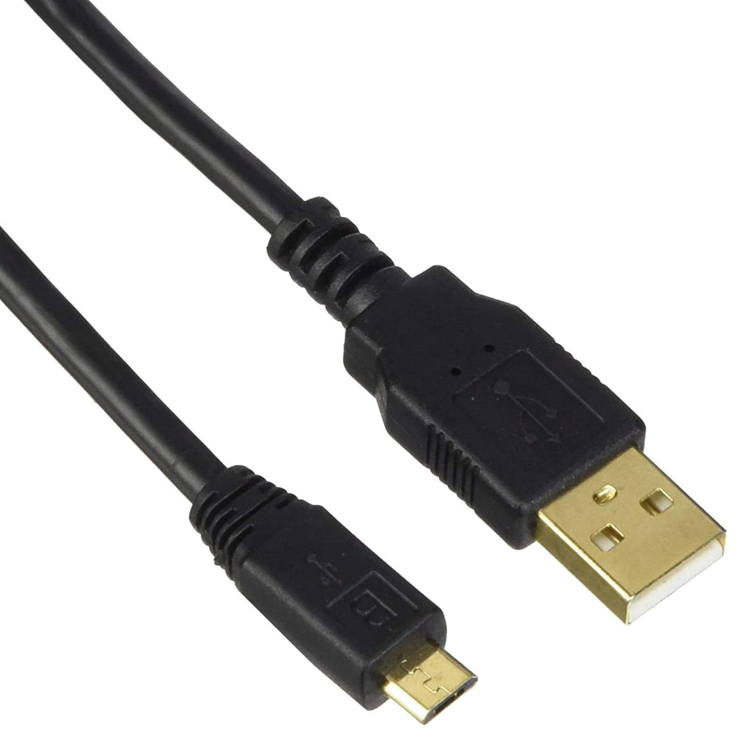 USB-A to Micro B 2.0 Cable - 5-Pin, 28/24AWG, Gold Plated, Black, 1.5ft