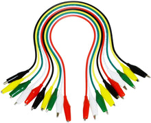 Load image into Gallery viewer, 10 Piece Set of Alligator Test Leads, 20&quot; Long, 5 Colors (Red, Black, Yellow, White, Green)
