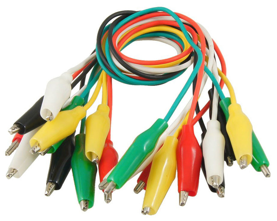 10 Piece Set of Large Alligator Clip Test Leads, 20