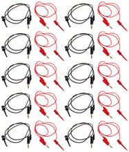 Load image into Gallery viewer, 20 Count (10 Red and 10 Black) Banana to IC Hook Test Leads, 3 Foot Length
