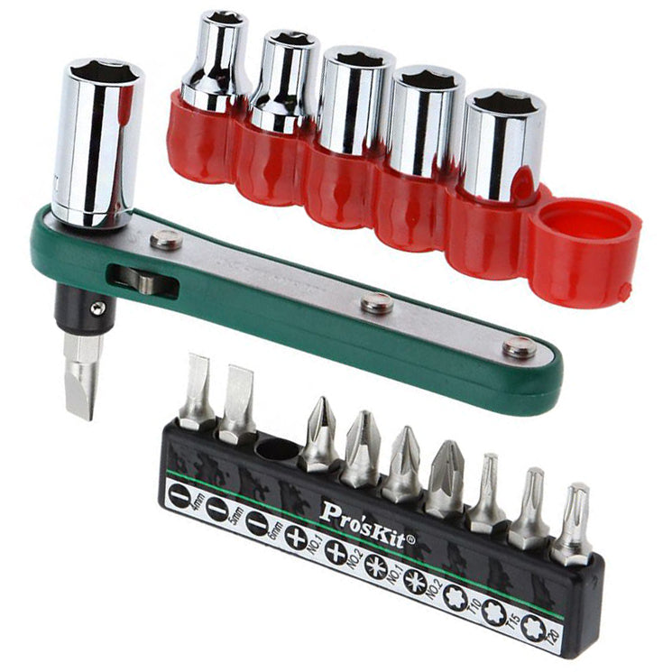 Pro'sKit 17 Piece Offset Ratchet Screwdriver and Socket Set (1PK-202B ...