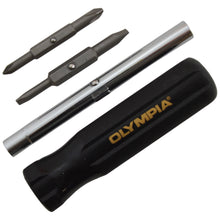 Load image into Gallery viewer, Olympia Tools 6-in-1 Nut and Screwdriver, 1/4&quot; + 3/16&quot; Slotted, #1 + #2 Phillips
