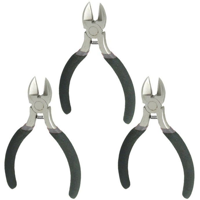 3 Pack Precision Diagonal Cutter, Mini 4.5 inch Wire Cutting Pliers with Return Spring, Cushion Grip Handle, Side Cutters