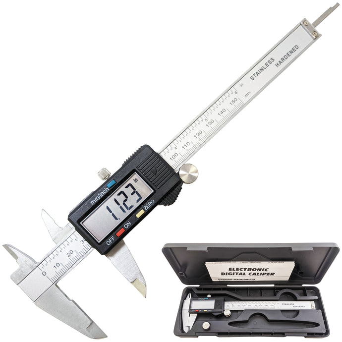 6-inch Digital Caliper - Measures Inside, Outside, Depth, and Step from .001