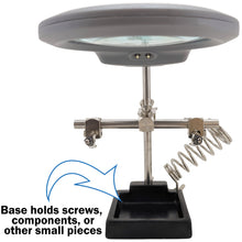 Load image into Gallery viewer, Helping Hand Project Holder with 2x Magnifier, LED Lights, Soldering Iron Holder, and Sturdy Iron Base
