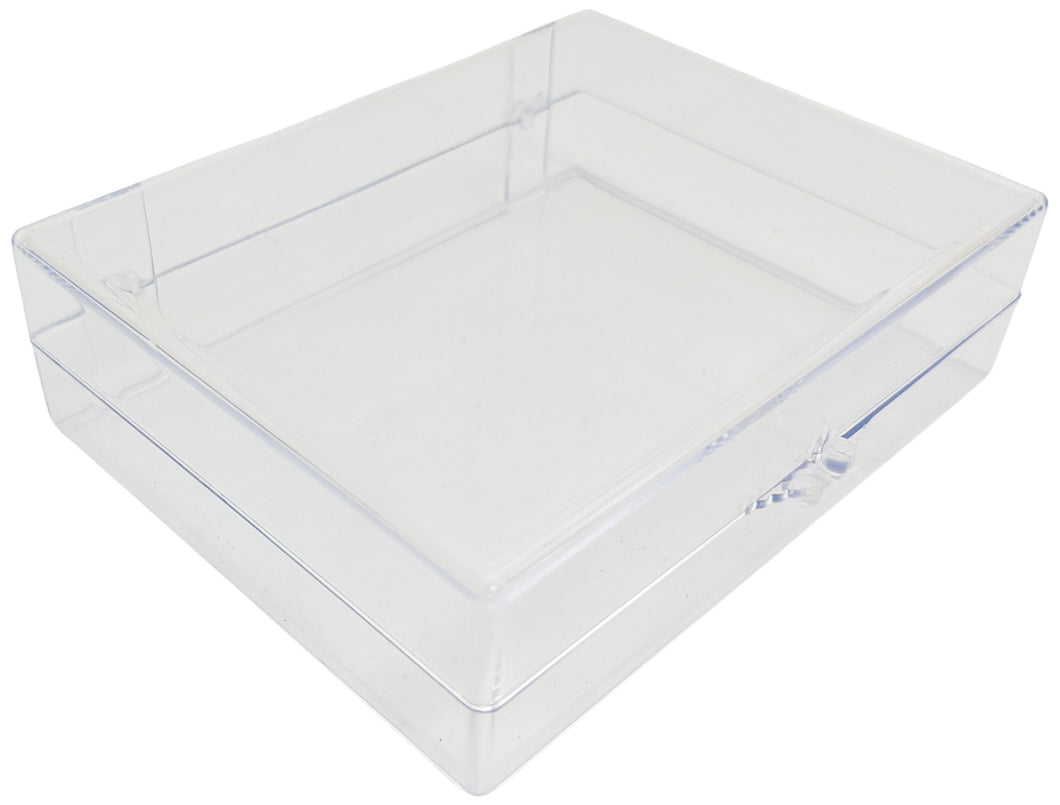 Small Clear Plastic Box, Rigid Hinged Polystyrene - 4⅝ × 3½ × 1¼