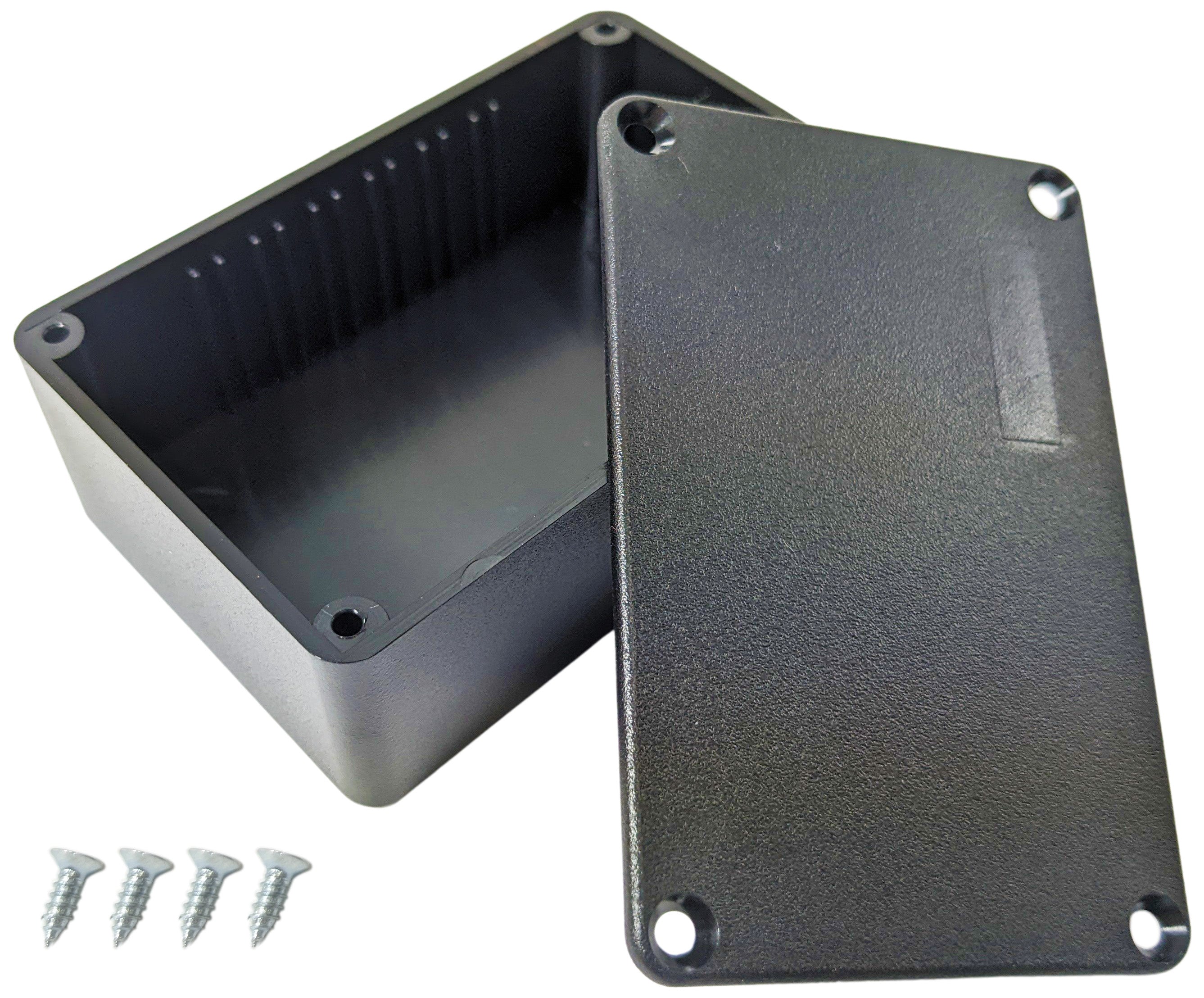 Black ABS Plastic Electronic Project Box with 4 Screws and Lid, 2.9