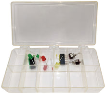 Load image into Gallery viewer, 12 Compartment Plastic Storage Box with Hinged Snap-Close Lid - Ideal for Components or Craft Pieces, 8.3&quot; × 4.5&quot; × 1.3&quot;
