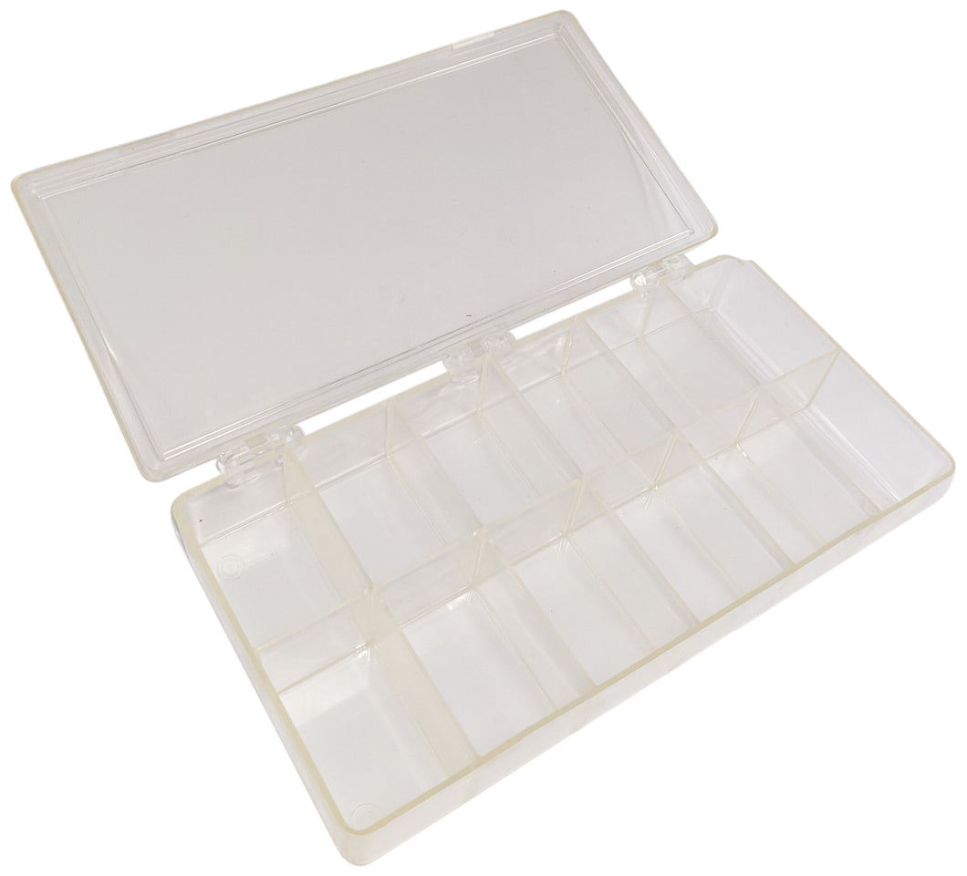 12 Compartment Plastic Storage Box with Hinged Snap-Close Lid - Ideal for Components or Craft Pieces, 8.3