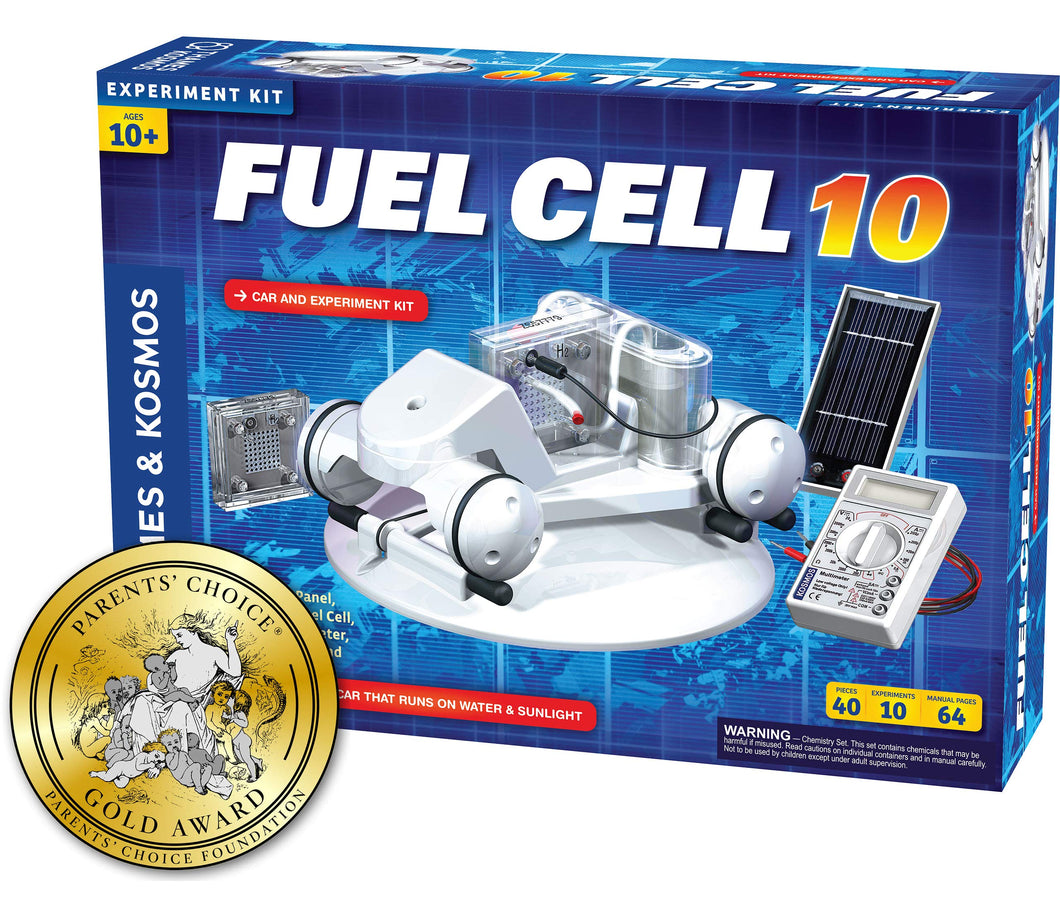 Learn how solar cells turn sunlight into electricity | Experiment with a unique reversible Proton Exchange Membrane fuel cell | Discover how fuel cells work | Learn how to use a multimeter | Calculate the efficiency of the solar cell and fuel cell