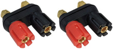 Load image into Gallery viewer, 2 Pack Gold Insulated Dual Binding Posts with 4mm Banana Plug Jacks 2-Way, Black and Red Terminals for Audio or as Test Lead Connector

