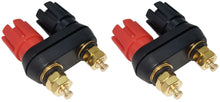 Load image into Gallery viewer, 2 Pack Gold Insulated Dual Binding Posts with 4mm Banana Plug Jacks 2-Way, Black and Red Terminals for Audio or as Test Lead Connector
