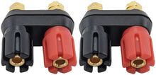 Load image into Gallery viewer, 2 Pack Gold Insulated Dual Binding Posts with 4mm Banana Plug Jacks 2-Way, Black and Red Terminals for Audio or as Test Lead Connector
