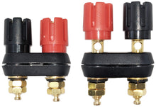 Load image into Gallery viewer, 2 Pack Gold Insulated Dual Binding Posts with 4mm Banana Plug Jacks 2-Way, Black and Red Terminals for Audio or as Test Lead Connector
