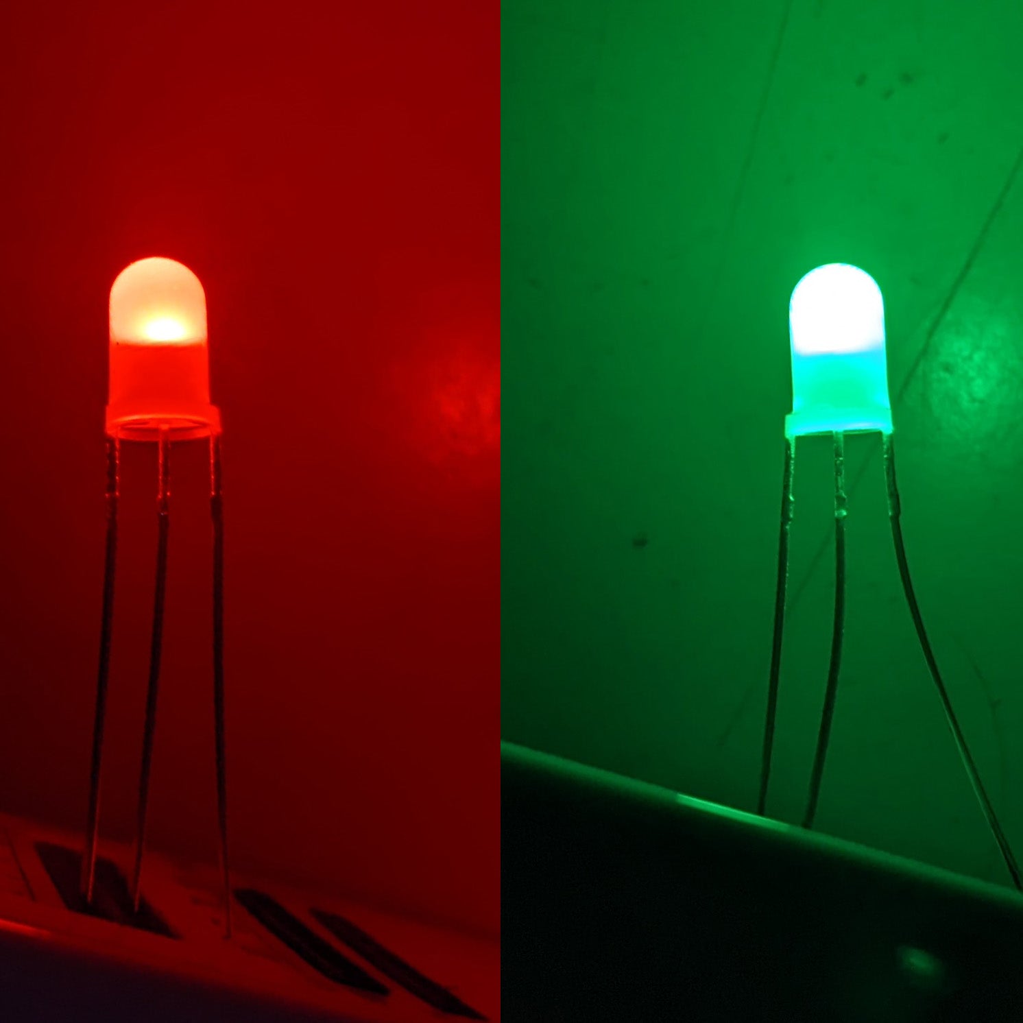 Bi Color Led Bi-Color Red / Green Diffused LED, 3-Pin, 5mm Diameter × 9mm Tall, T-1 ...